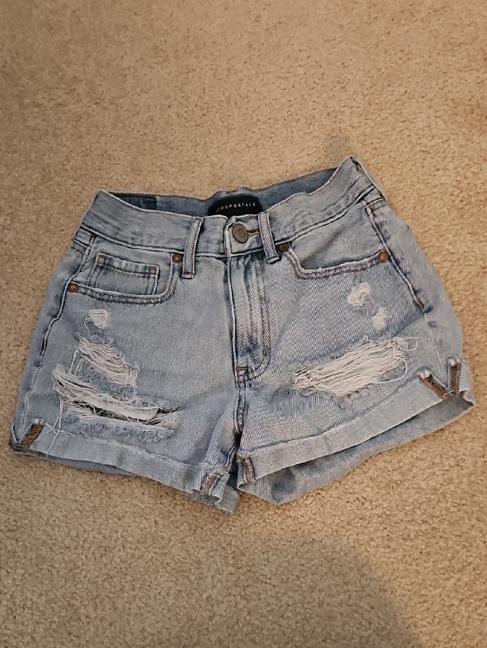 Aeropostale Light Wash Distressed Denim Shorts